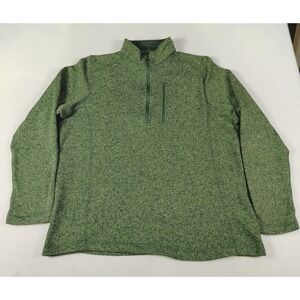 Woolrich Sweater Mens XL Green 1/4 Zip Fleece Mock Neck Pullover Cabincore Warm